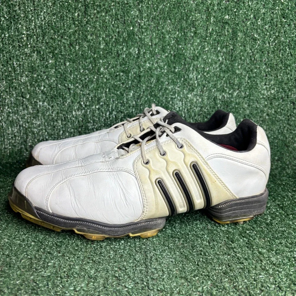 Adidas Tour 360 Leather Cleated Spiked Athletic Golf Shoes White Mens Size 10‎